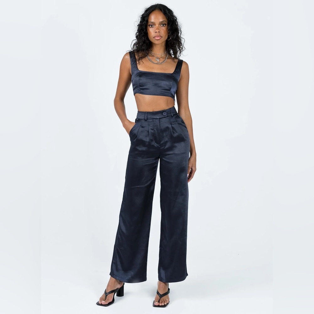 Princess Polly Navy Silk Set